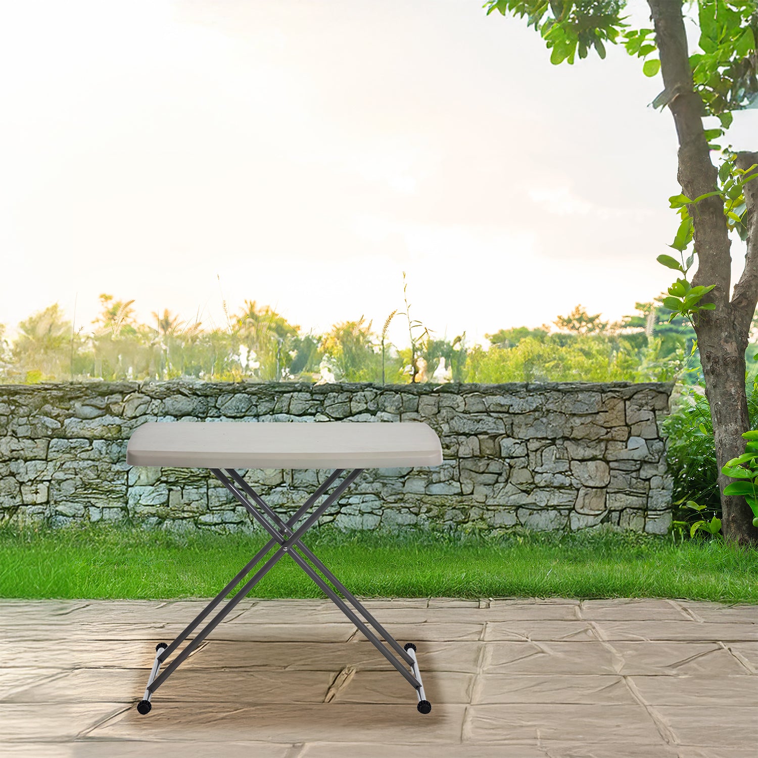 VESTIAMO CASA GIARDINO - Tavolo da giardino Richiudibile Bianco - h53/74x76x50 cm